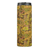 Paisley Motif in Yellow, Brown on Black Background Thermosbeker (Achterkant)
