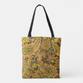 Paisley Motif in Yellow, Brown on Black Background Tote Bag (Achterkant)