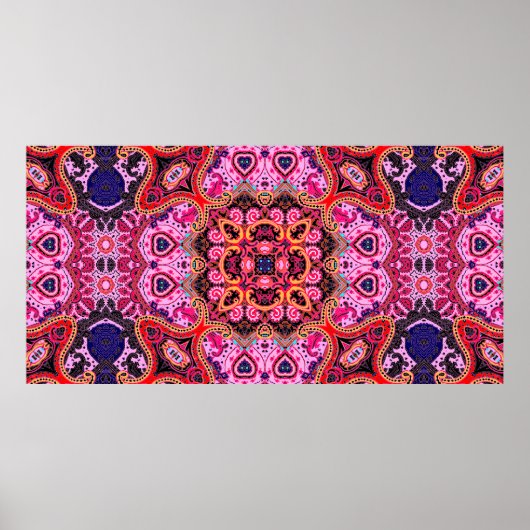 Paisley multicolor naadloos scarf-ontwerppatroon poster (Voorkant)