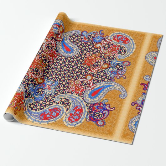 Paisley multicolor scarf-ontwerp cadeaupapier (Uitgerold)