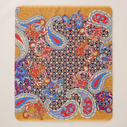 Paisley multicolor scarf-ontwerp sherpa deken (Voorkant)