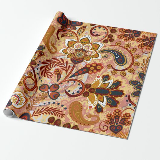 Paisley naadloos met bloemen in de indianese st cadeaupapier (Uitgerold)