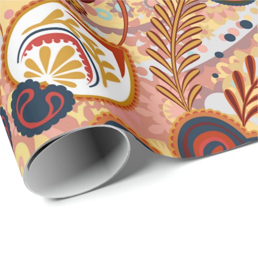 Paisley naadloos met bloemen in de indianese st cadeaupapier (Rol Hoek)