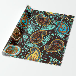 Paisley naadloos patroon, jeans textuureffect cadeaupapier