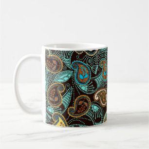 Paisley naadloos patroon, jeans textuureffect  koffiemok