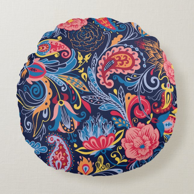  Paisley naadloos patroonontwerp Rond Kussen (Voorkant)