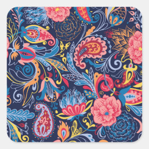  Paisley naadloos patroonontwerp Vierkante Sticker