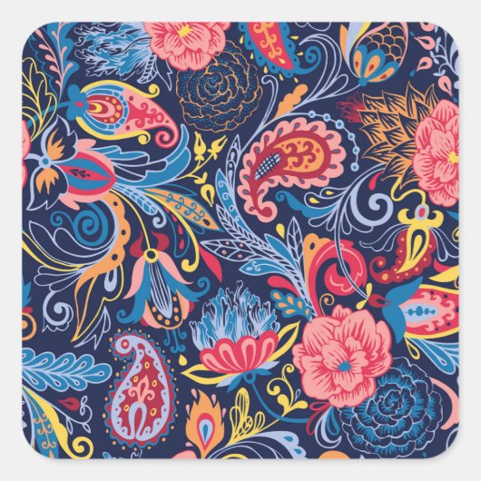 Paisley naadloos patroonontwerp Vierkante Sticker (Voorkant)