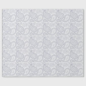 Paisley Navy Blue op White Wrapping Paper Cadeaupapier (Vlak)