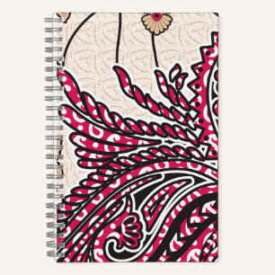 Paisley Notitieboek Rode Bloemen Boho Dagboek