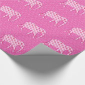Paisley-olifant - ijsroze en fuchsia cadeaupapier (Hoek)