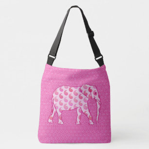 Paisley-olifant - ijsroze en fuchsia crossbody tas