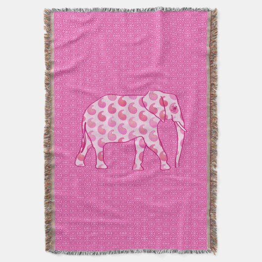 Paisley-olifant - ijsroze en fuchsia deken (Voorkant Verticaal)