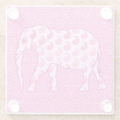 Paisley-olifant - ijsroze en fuchsia glazen onderzetter (Achterkant)