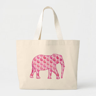 Paisley-olifant - ijsroze en fuchsia grote tote bag