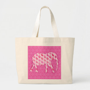 Paisley-olifant - ijsroze en fuchsia grote tote bag