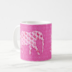 Paisley-olifant - ijsroze en fuchsia koffiemok