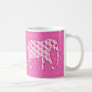 Paisley-olifant - ijsroze en fuchsia koffiemok