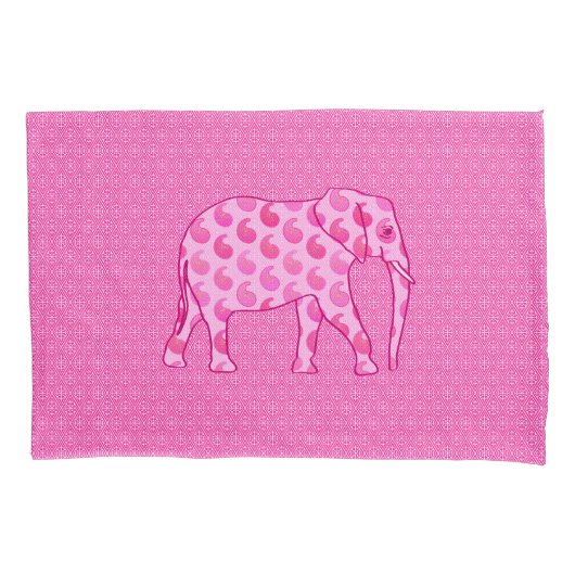 Paisley-olifant - ijsroze en fuchsia kussensloop (Voorkant)