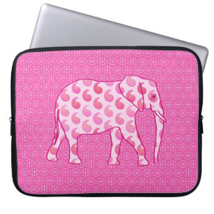 Paisley-olifant - ijsroze en fuchsia laptop sleeve