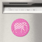 Paisley-olifant - ijsroze en fuchsia magneet (Insitu (Vaatwasser))
