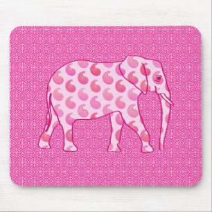 Paisley-olifant - ijsroze en fuchsia muismat