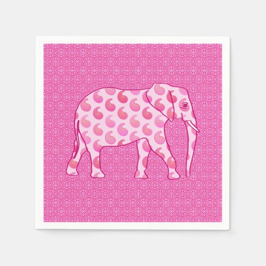 Paisley olifant - ijsroze en fuchsia servetten (Voorkant)