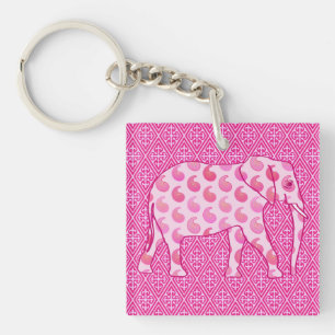 Paisley olifant - ijsroze en fuchsia sleutelhanger