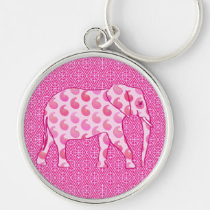 Paisley-olifant - ijsroze en fuchsia sleutelhanger
