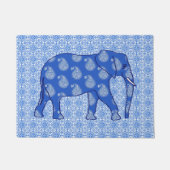 Paisley-olifant, kobalt blauw en wit deurmat (Voorkant)