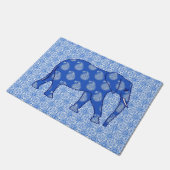 Paisley-olifant, kobalt blauw en wit deurmat (Schuin)