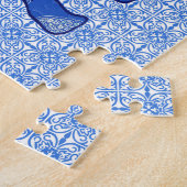 Paisley-olifant, kobalt blauw en wit legpuzzel (Zijkant)