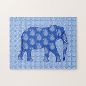 Paisley-olifant, kobalt blauw en wit legpuzzel (Horizontaal)