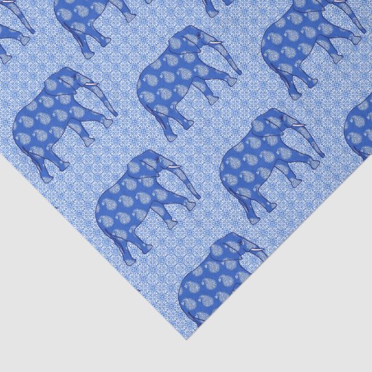 Paisley-olifant, kobalt blauw en wit tissuepapier (Detail)
