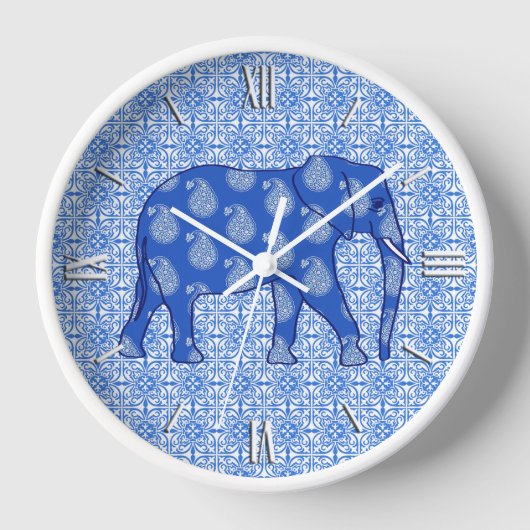 Paisley olifant - kobaltblauw en wit (Voorkant)