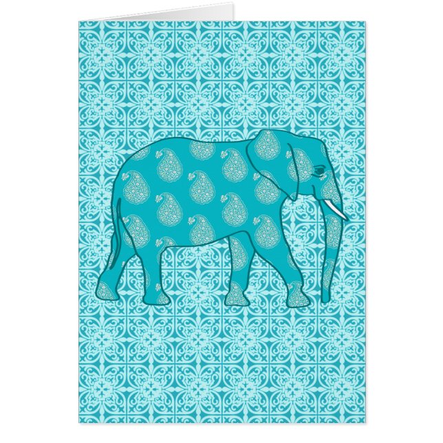 Paisley olifant - turquoise en aqua (Voorkant)