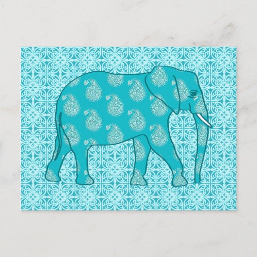 Paisley-olifant - turquoise en aqua briefkaart (Voorkant)