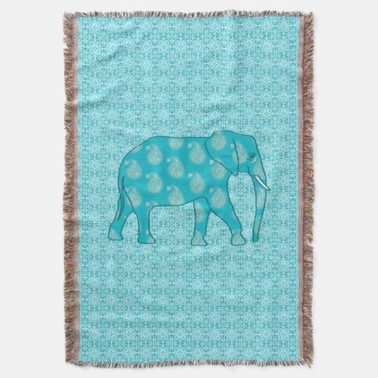 Paisley-olifant - turquoise en aqua deken (Voorkant Verticaal)