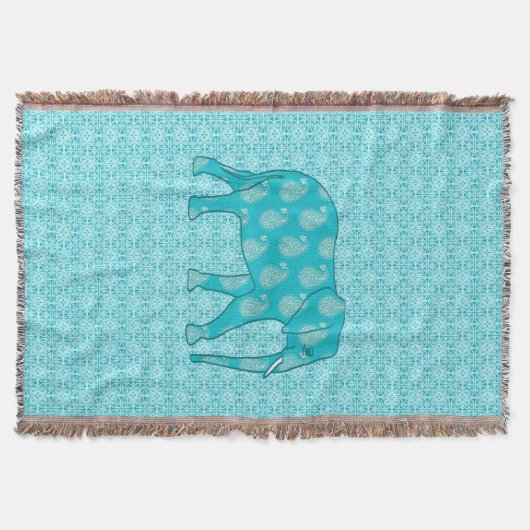 Paisley-olifant - turquoise en aqua deken (Voorkant)