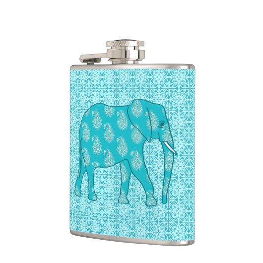 Paisley-olifant - turquoise en aqua heupfles (Links)