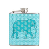 Paisley-olifant - turquoise en aqua heupfles (Voorkant)