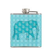 Paisley-olifant - turquoise en aqua heupfles (Achterkant)