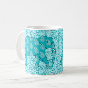 Paisley-olifant - turquoise en aqua koffiemok