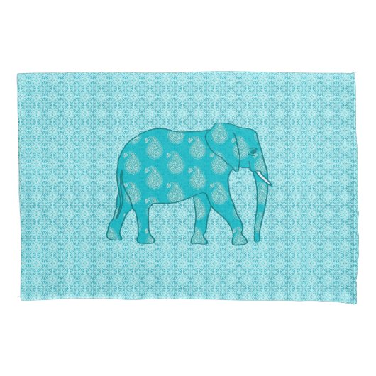 Paisley-olifant - turquoise en aqua kussensloop (Voorkant)