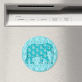 Paisley-olifant - turquoise en aqua magneet (Insitu (Vaatwasser))