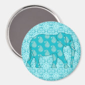 Paisley-olifant - turquoise en aqua magneet (Voorkant / Achterkant)