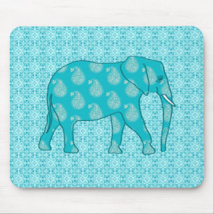 Paisley olifant - turquoise en aqua muismat