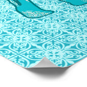 Paisley-olifant - turquoise en aqua poster (Hoek)