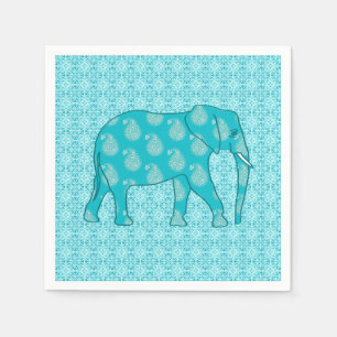 Paisley-olifant - turquoise en aqua servet