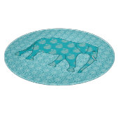 Paisley olifant - turquoise en aqua snijplank (Hoek)